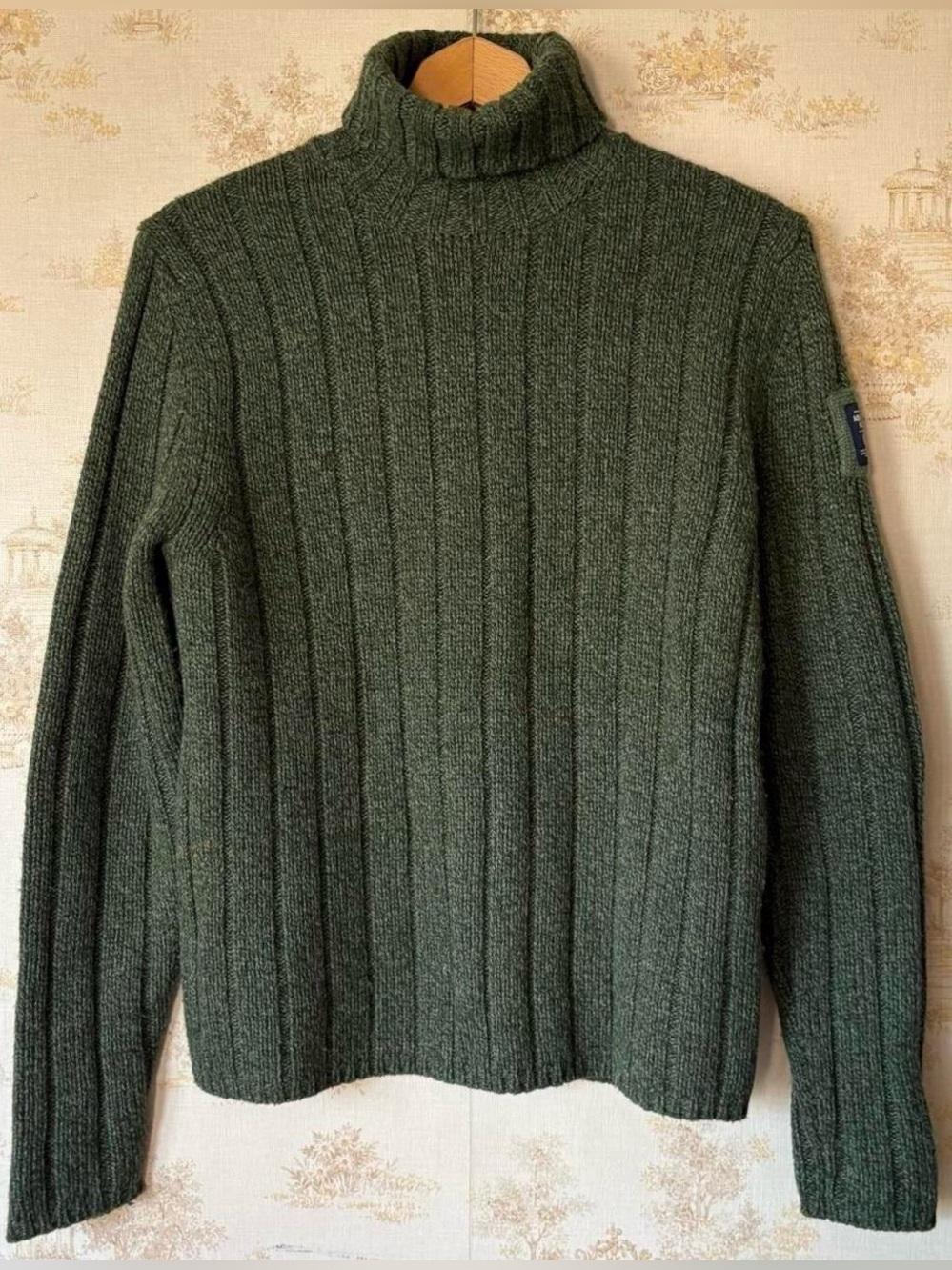 Vintage 90s Abercrombie & Fitch Lambswool Ribbed Turtleneck Sweater Forest Green